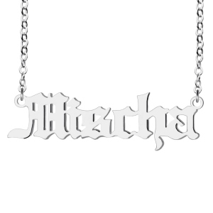 Name Necklace Old English Font in Sterling Silver