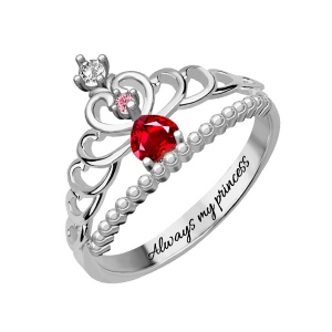 Fairytale Princess Tiara Birthstone Ring Sterling Silver