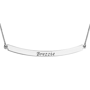 Curved Bar Pendant Name Necklace Sterling Silver