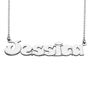Kids Comic Name Necklace Sterling Silver