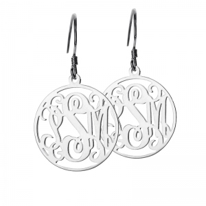 Cirkel Monogrammed initial örhängen Sterling Silver