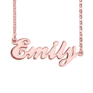 Cursive Script Name Necklace Solid Rose Gold