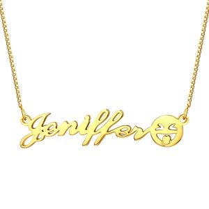 Customized Name Emoji Necklace in Gold