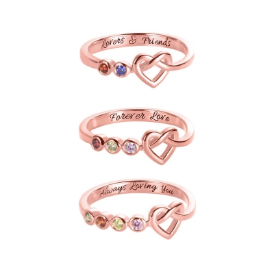Personalized Birthstone Heart Ring in Rose Gold