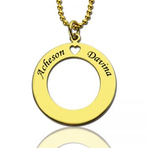 Personalized Circle of Love Name Necklace Gold Plated 925 Silver