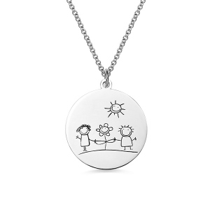Personalized Graffiti Disc Necklace in Silver