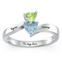 Double Heart Gemstones Promise Ring