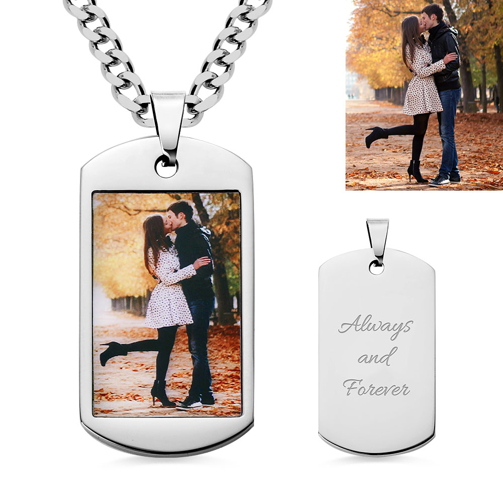 Custom Stainless Steel Photo Dog Tag Keychain/Necklace