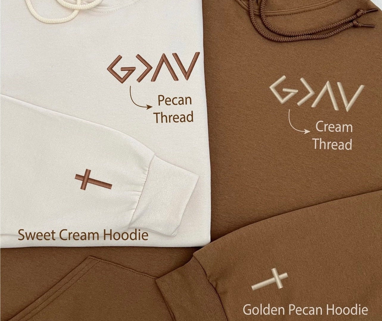 God Is Greater Than The Highs And Lows Embroidered Hoodie • Cross on Sleeve • Couples Gift • Anniversary Gift • Gift For Him • Gift For Her