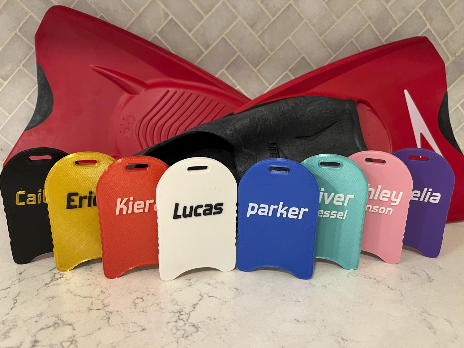 Swimming Personalized Kickboard Custom Bag Tag • Swimmer Swim Bag Tag 3D Printed Kick Board! Team Coach Gift Stocking Stuffer! State Meet!