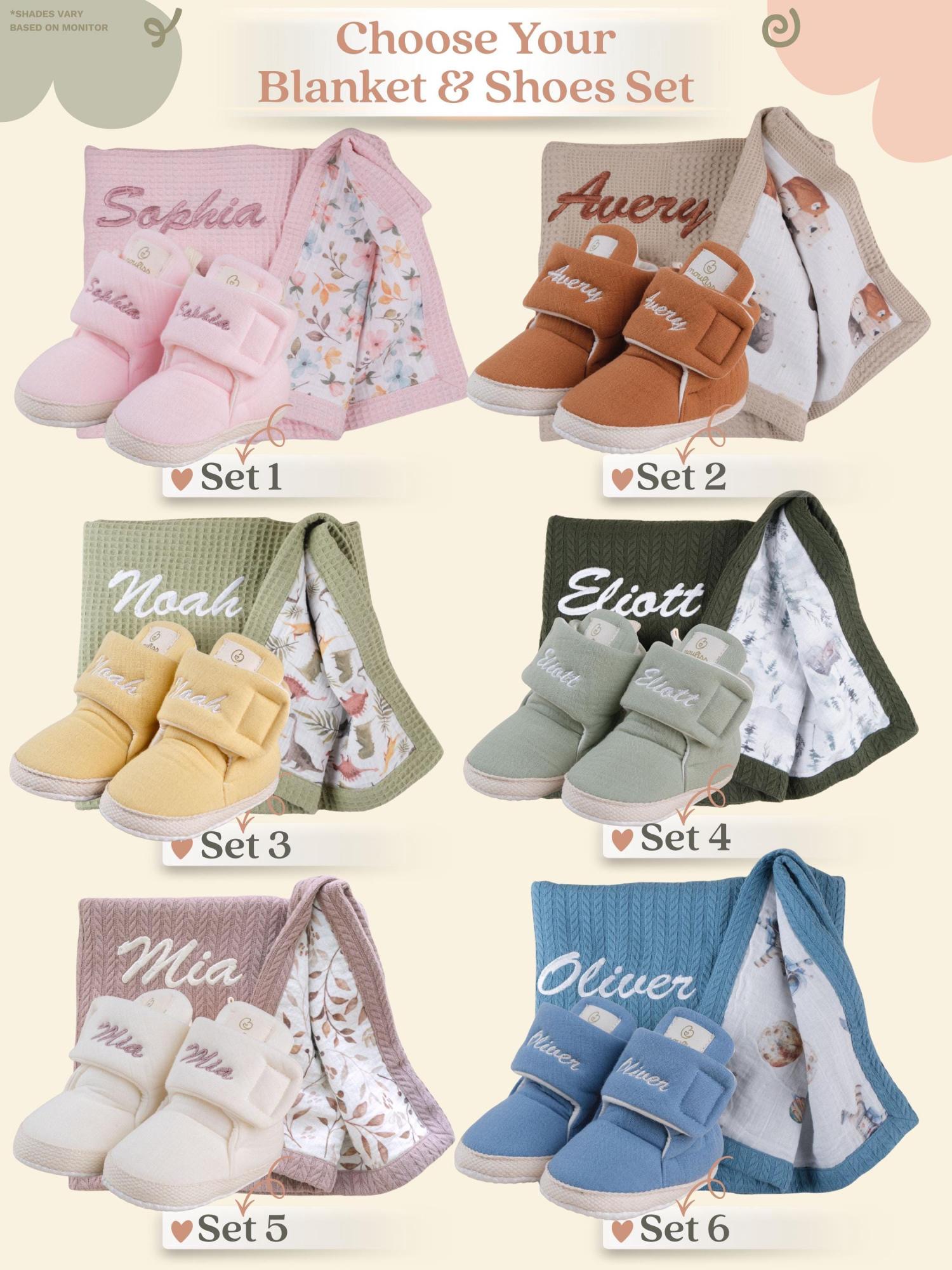 Personalized Baby Blanket & Booties Gift Set • Embroidered Name Newborn Gift • Baby Shower Gift • Custom Baby Gift • Baby Keepsake