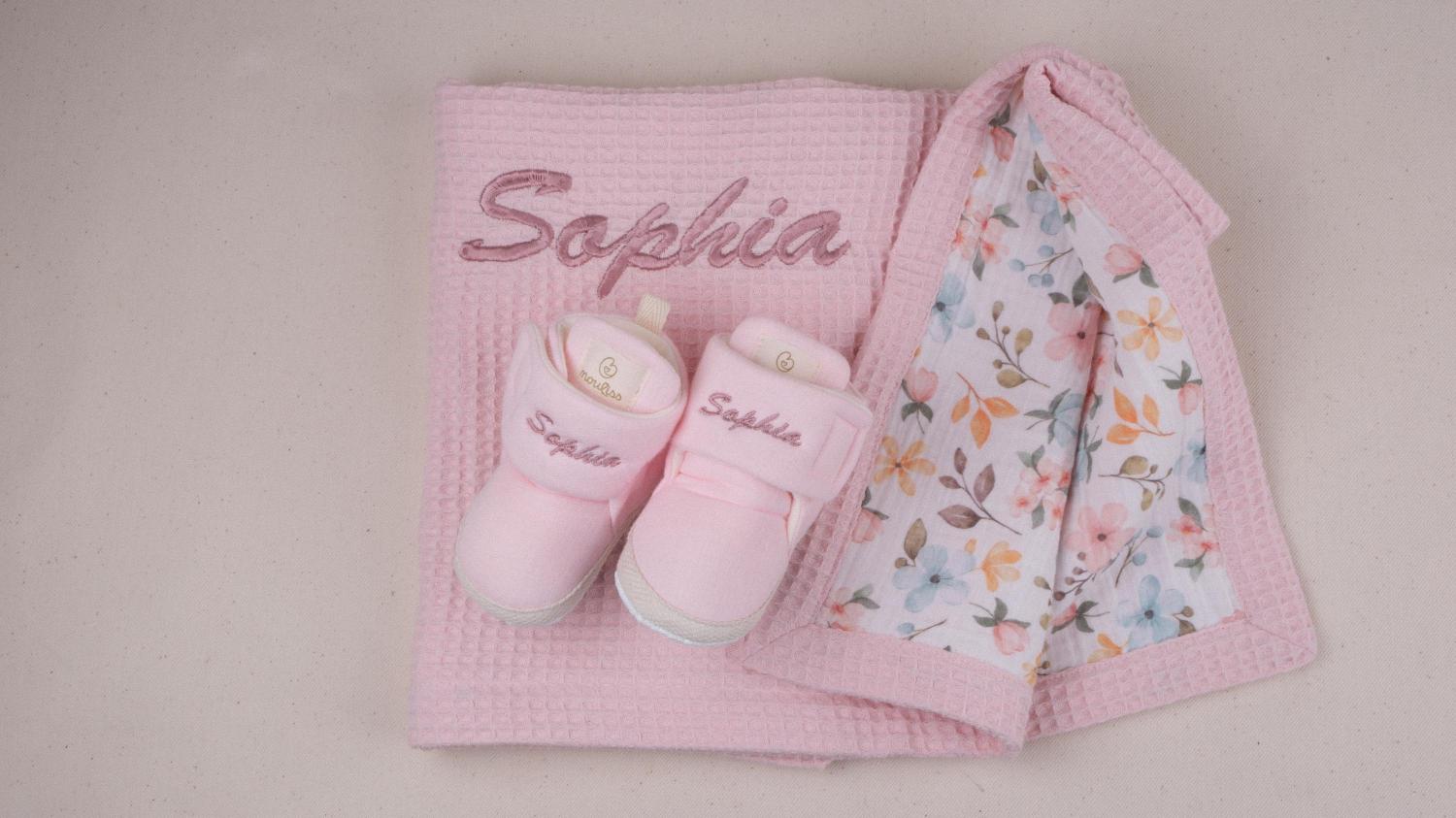 Personalized Baby Blanket & Booties Gift Set • Embroidered Name Newborn Gift • Baby Shower Gift • Custom Baby Gift • Baby Keepsake