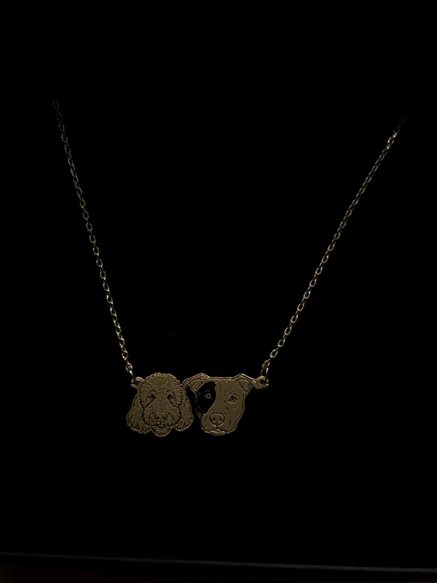 Custom Pet Portrait Necklace, Pet Memorial Jewelry, Pet Name Necklace, Engraved Necklace, Dog & Cat Necklace, Women Necklace, Gift for Her