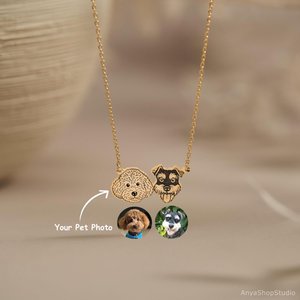 Custom Pet Portrait Necklace, Pet Memorial Jewelry, Pet Name Necklace, Engraved Necklace, Dog & Cat Necklace, Women Necklace, Gift for Her