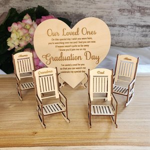 Graduation Day Memorial Set with Personalized Mini Chairs. Also Available for Weddings, Quinceañera, Sweet 16's Christmas or other events