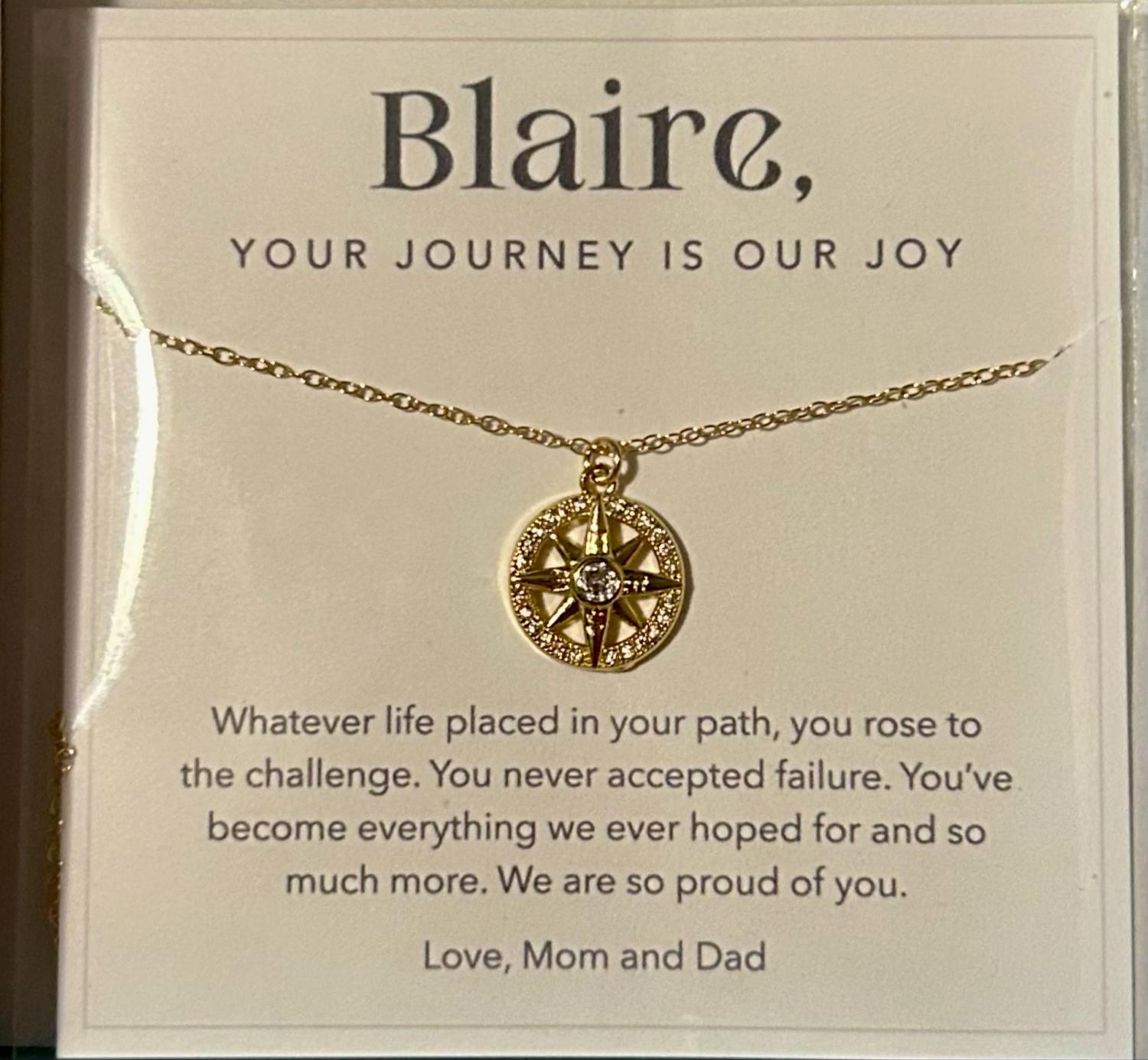 Follow Your Compass Necklace, New Beginnings Graduation Gift, Necklace on Card, College, High School Graduating Senior Gift for Girl Custom