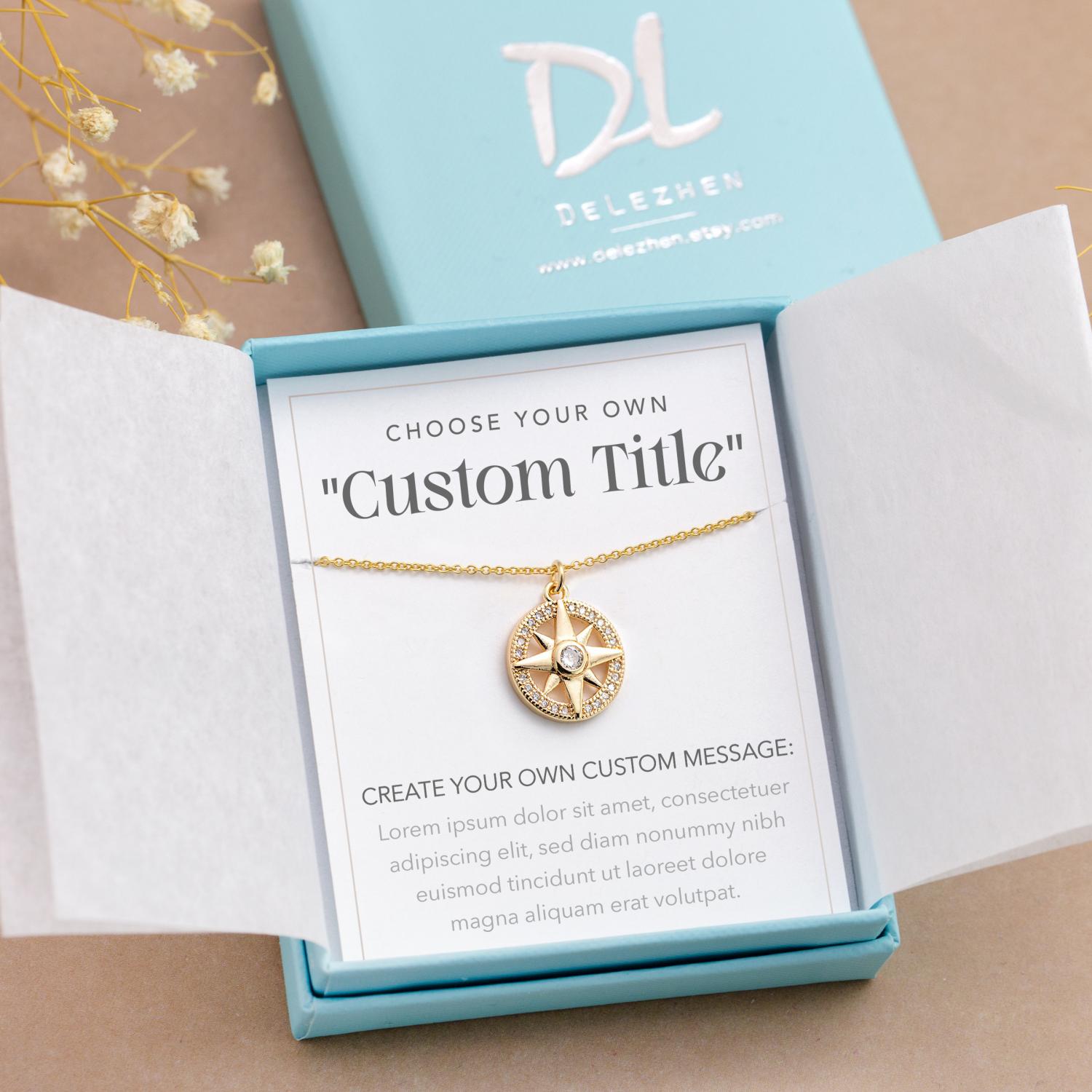 Follow Your Compass Necklace, New Beginnings Graduation Gift, Necklace on Card, College, High School Graduating Senior Gift for Girl Custom