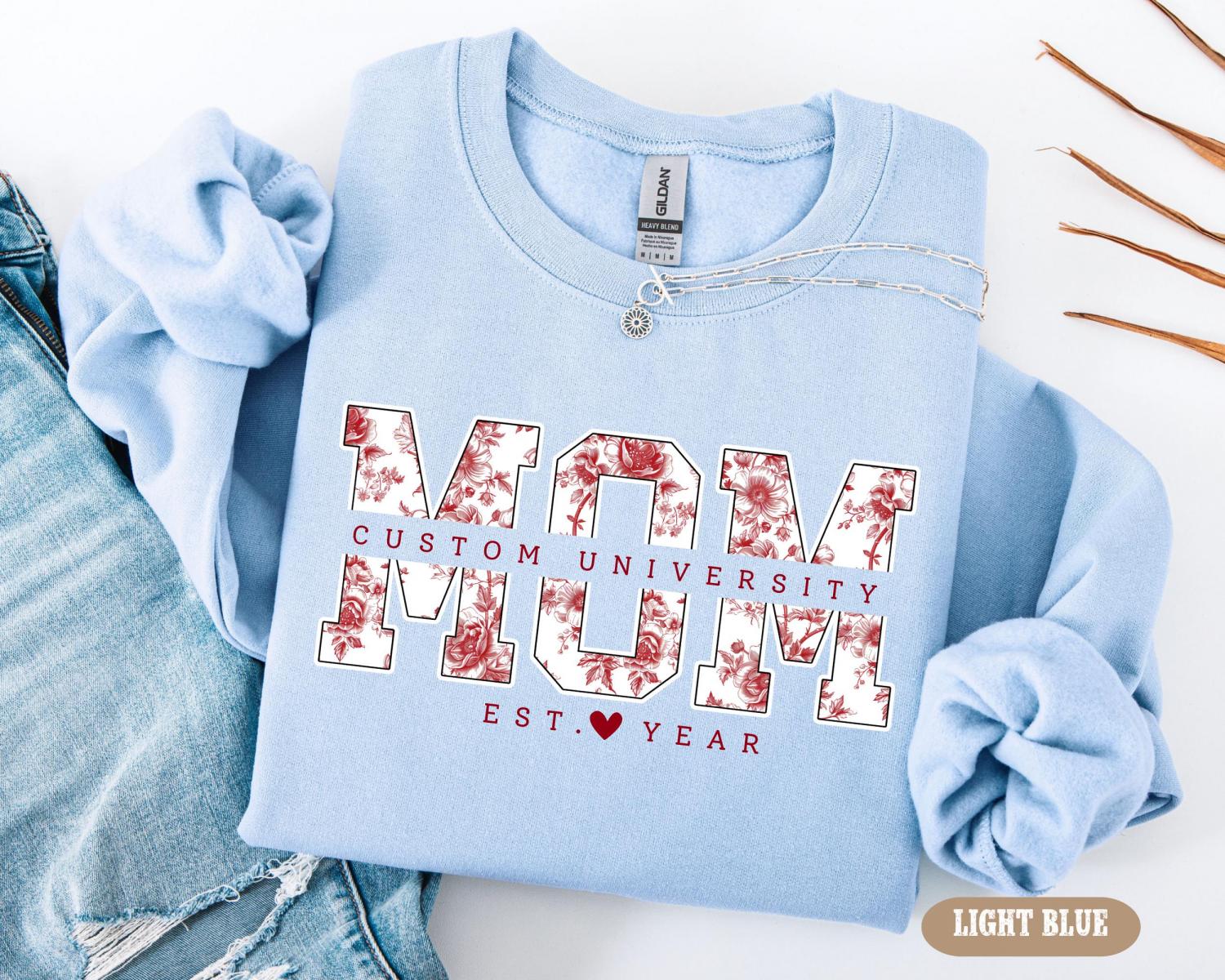 Custom University Mom Est Year Sweatshirt, Mom University Shirt, Personalized College Tee, Proud Mom Graduate 2025, Matching Family Senior