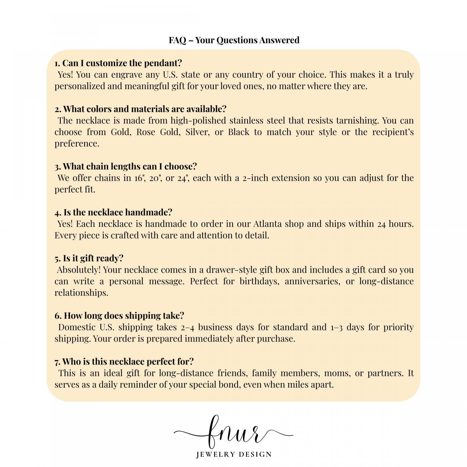 Long Distance Necklace: State or Country Engraved Pendant, Two States, Moving away, Relationship, Mom