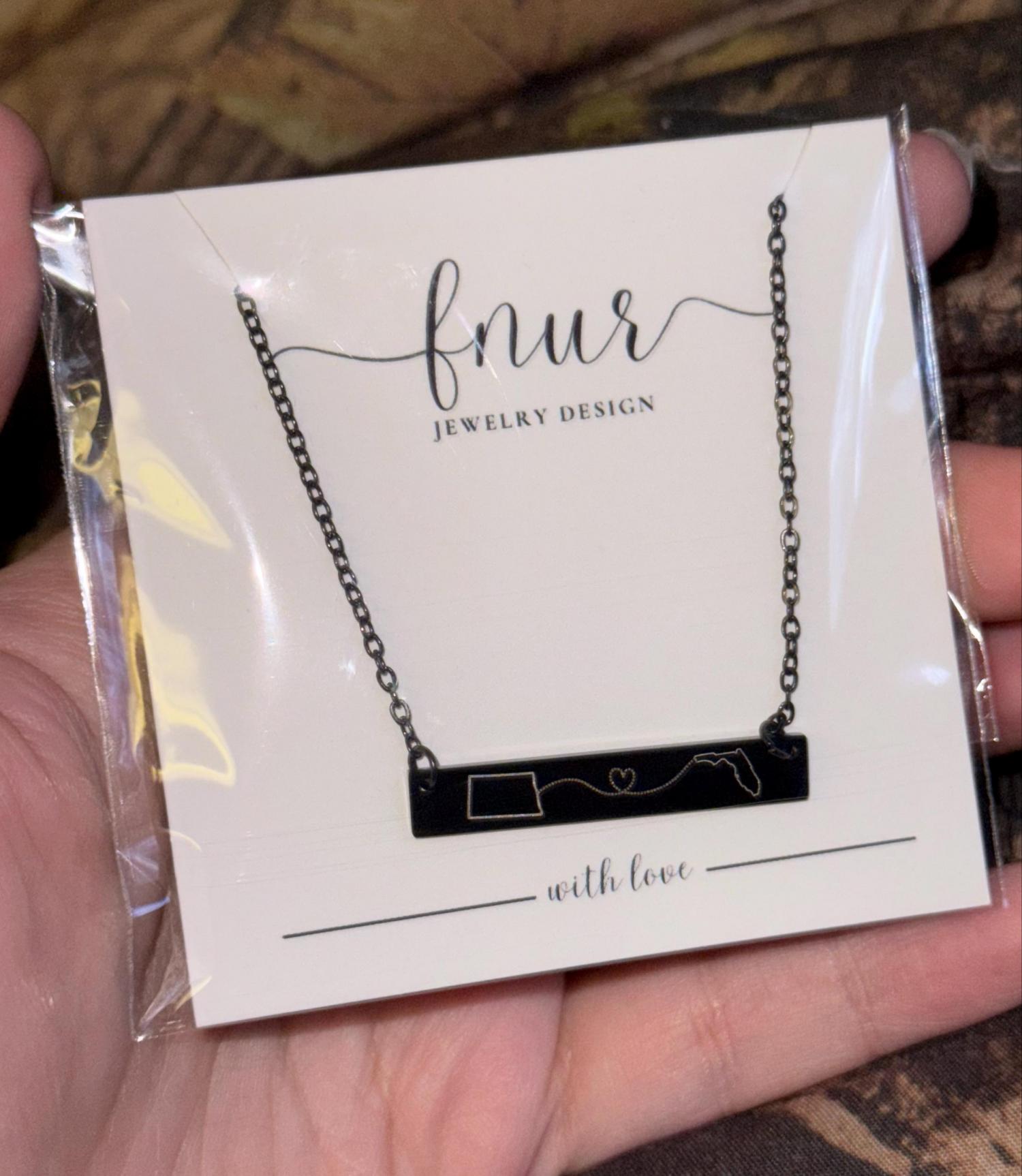 Long Distance Necklace: State or Country Engraved Pendant, Two States, Moving away, Relationship, Mom