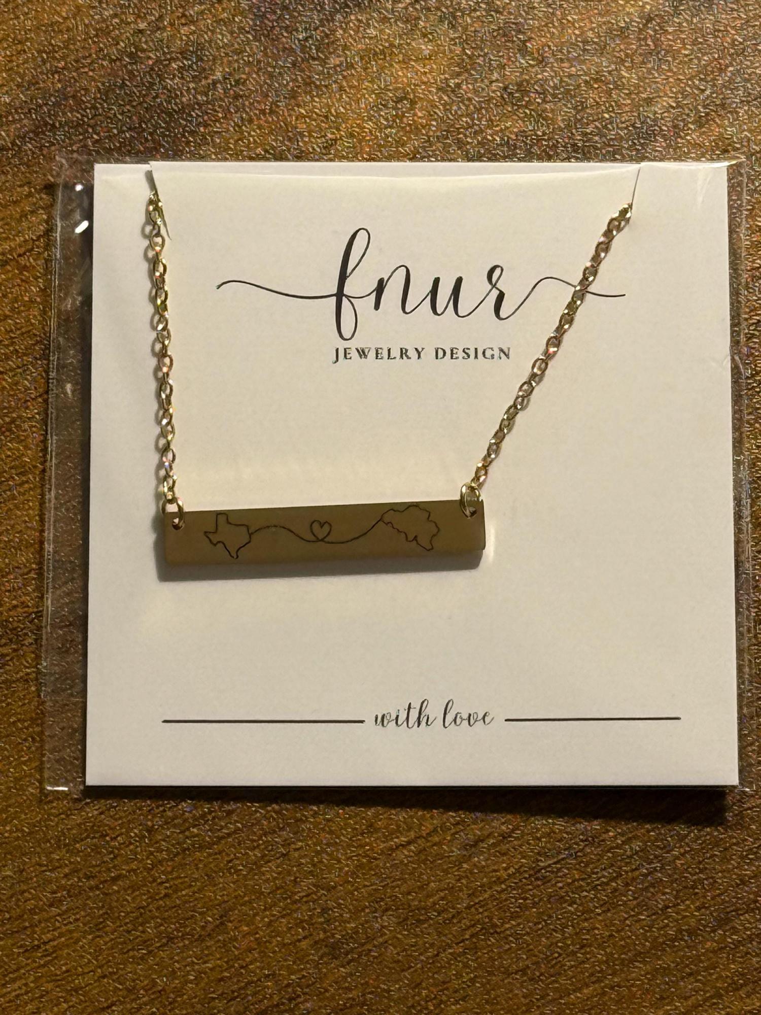 Long Distance Necklace: State or Country Engraved Pendant, Two States, Moving away, Relationship, Mom