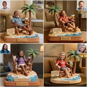 Custom Retired Shaped Plaque with Photo and Name, Vacation Theme Acrylic Portrait Desk Decor, Office & Home Decor, Retirement Gift for Family/Friends