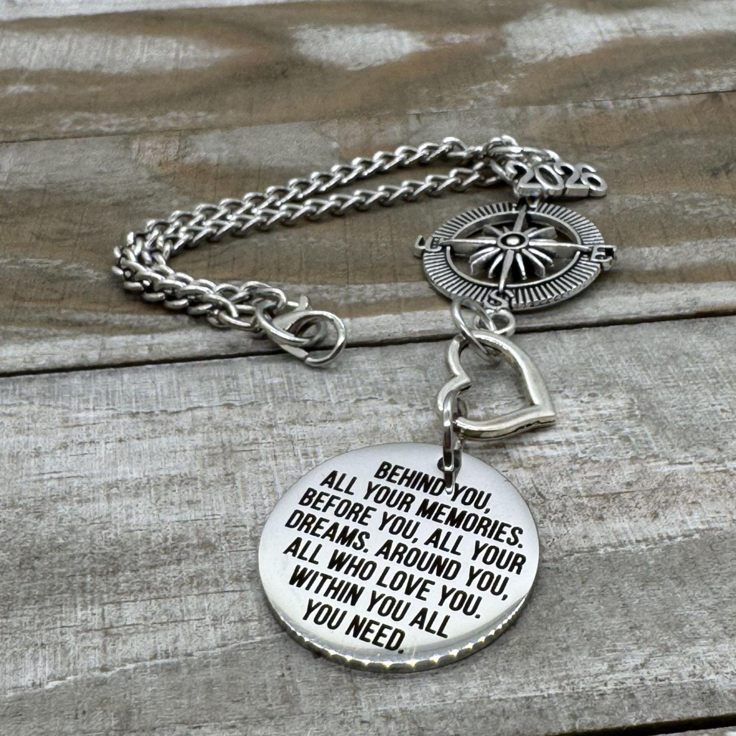 2026 Graduation Rearview Car Charm – “Behind You All Your Memories” High School or College Grad Gift for Her