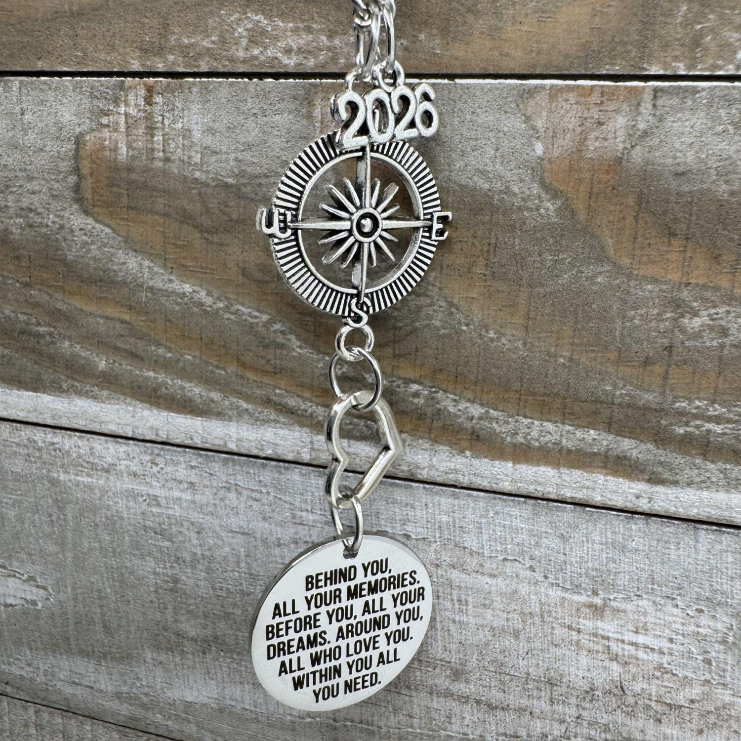 2026 Graduation Rearview Car Charm – “Behind You All Your Memories” High School or College Grad Gift for Her