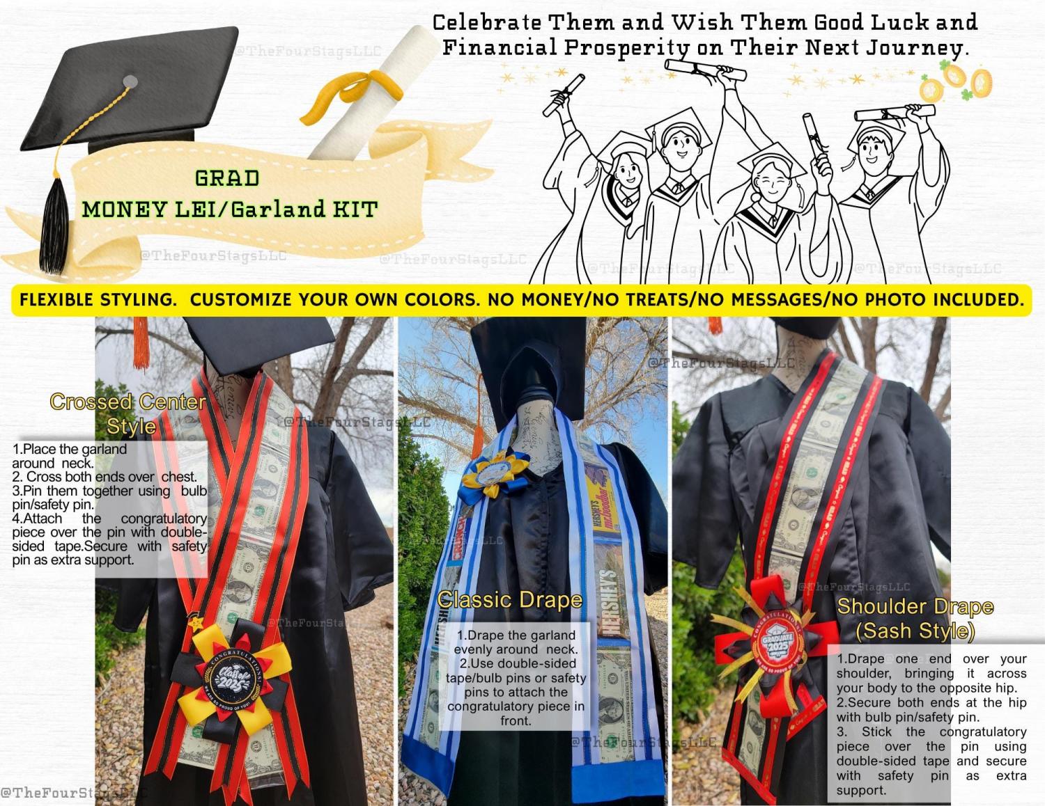 Custom Graduation Money Lei Kit 2026: Personalized Cash Gift, Money Garland