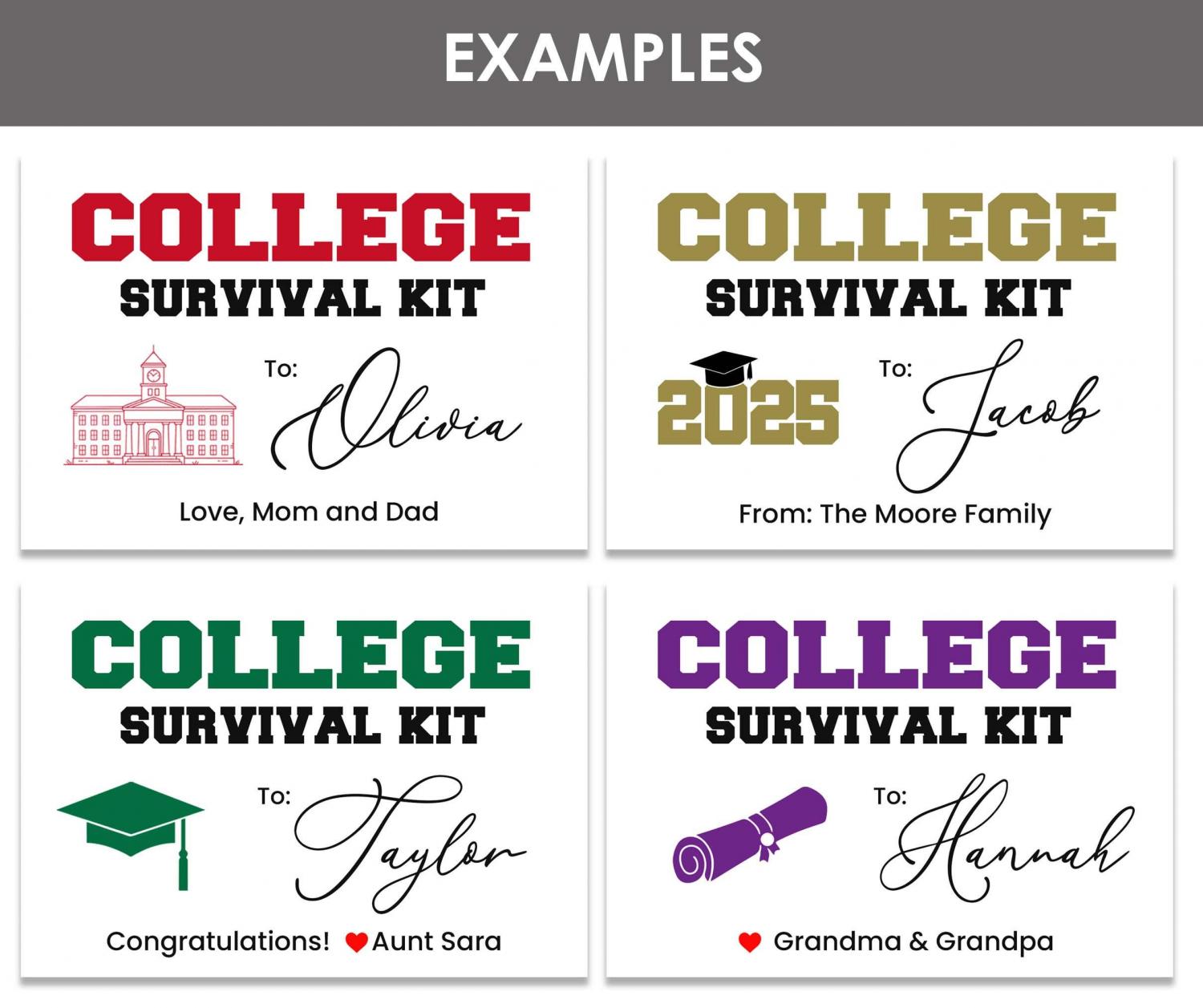 High School Graduation Gift Card Holder College Survival Box Kit College Care Package Bound Gift Must Haves Cash Money Holder Personalized