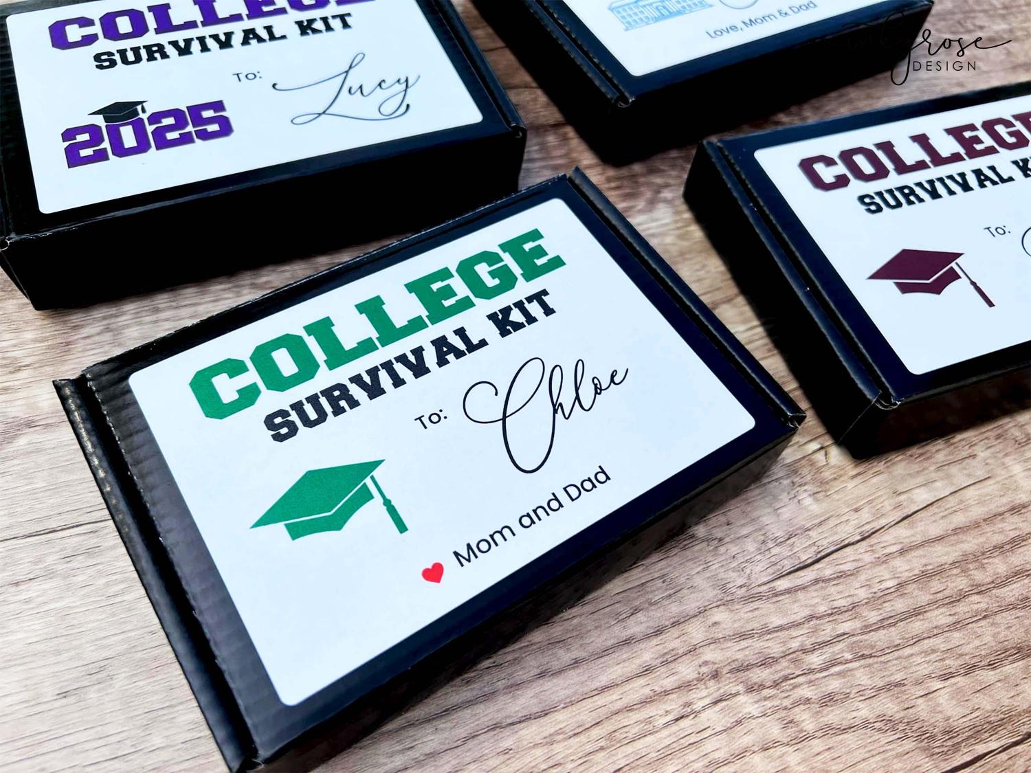 High School Graduation Gift Card Holder College Survival Box Kit College Care Package Bound Gift Must Haves Cash Money Holder Personalized