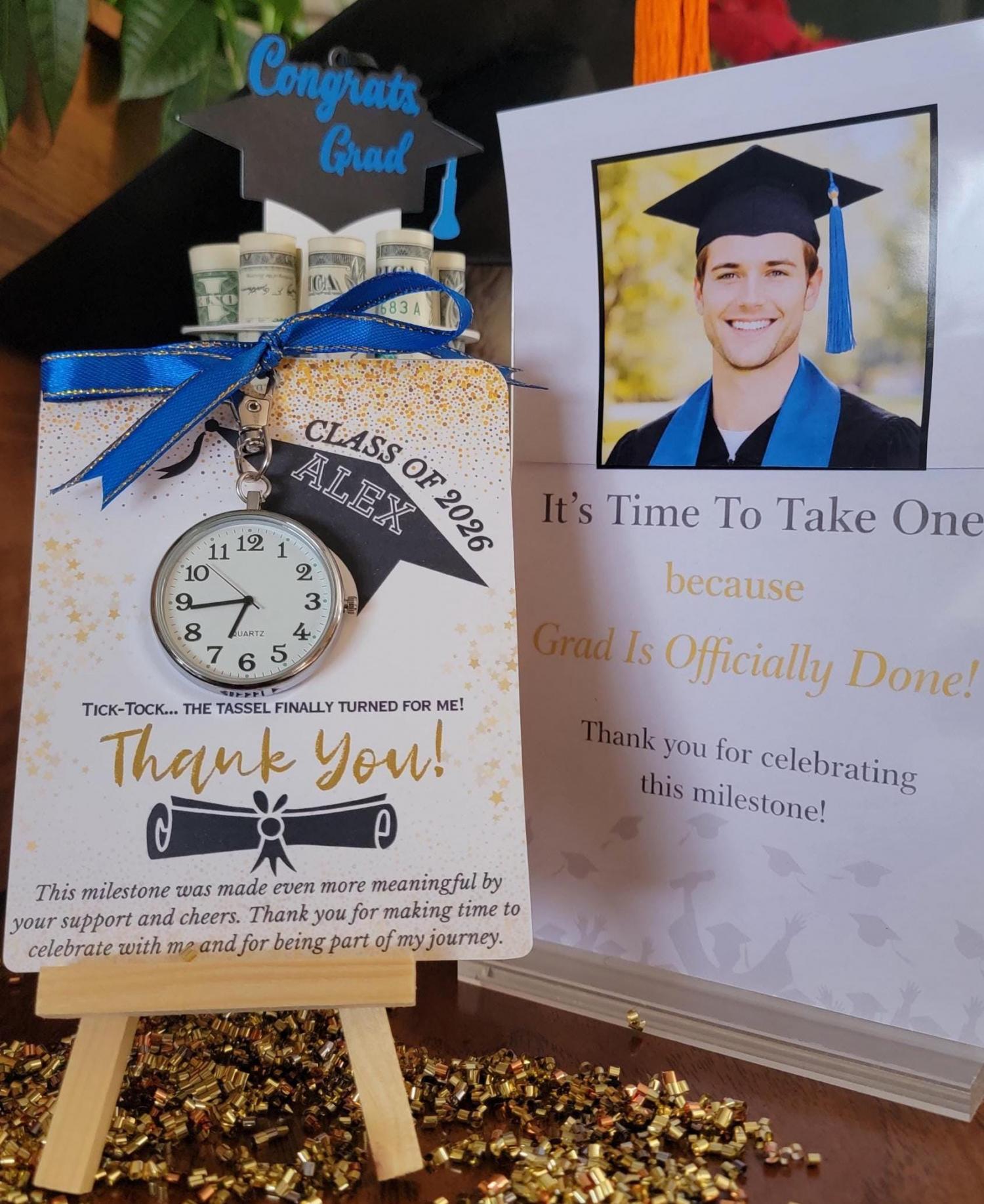 Personalized Graduation Gift Pocket Watch Keychain, Optional Back Engraving, Class of 2026 Keepsake