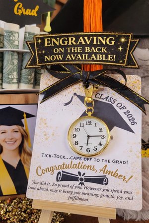 Personalized Graduation Gift Pocket Watch Keychain, Optional Back Engraving, Class of 2026 Keepsake