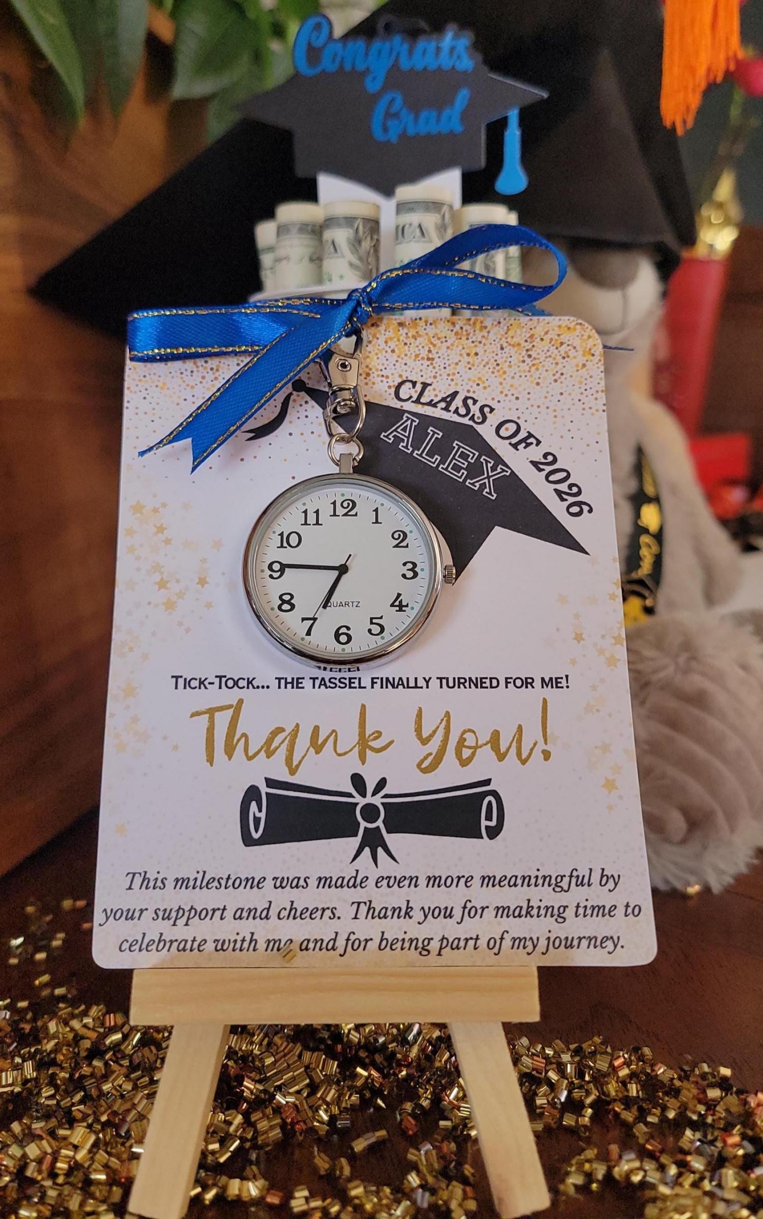Personalized Graduation Gift Pocket Watch Keychain, Optional Back Engraving, Class of 2026 Keepsake