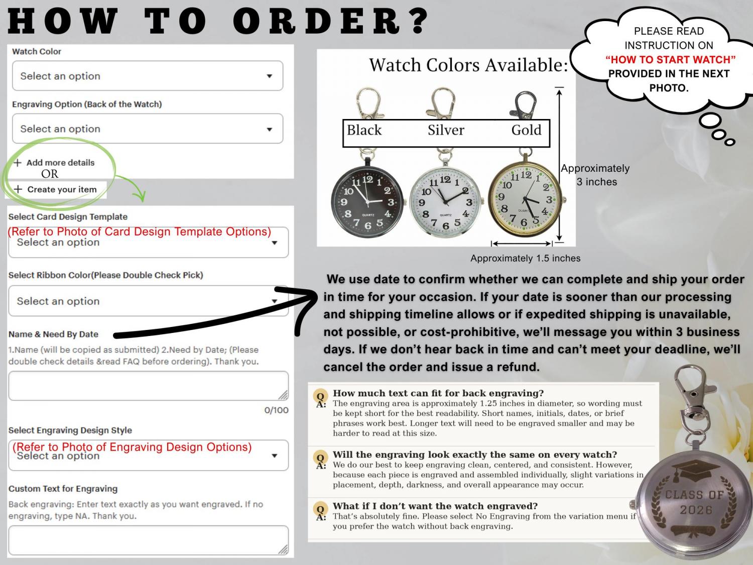 Personalized Graduation Gift Pocket Watch Keychain, Optional Back Engraving, Class of 2026 Keepsake