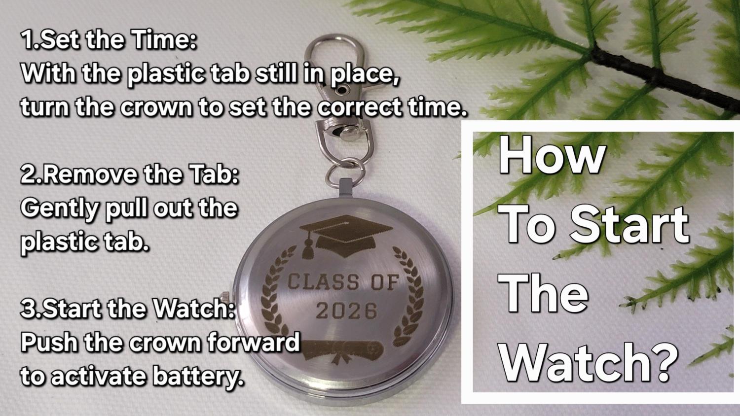 Personalized Graduation Gift Pocket Watch Keychain, Optional Back Engraving, Class of 2026 Keepsake