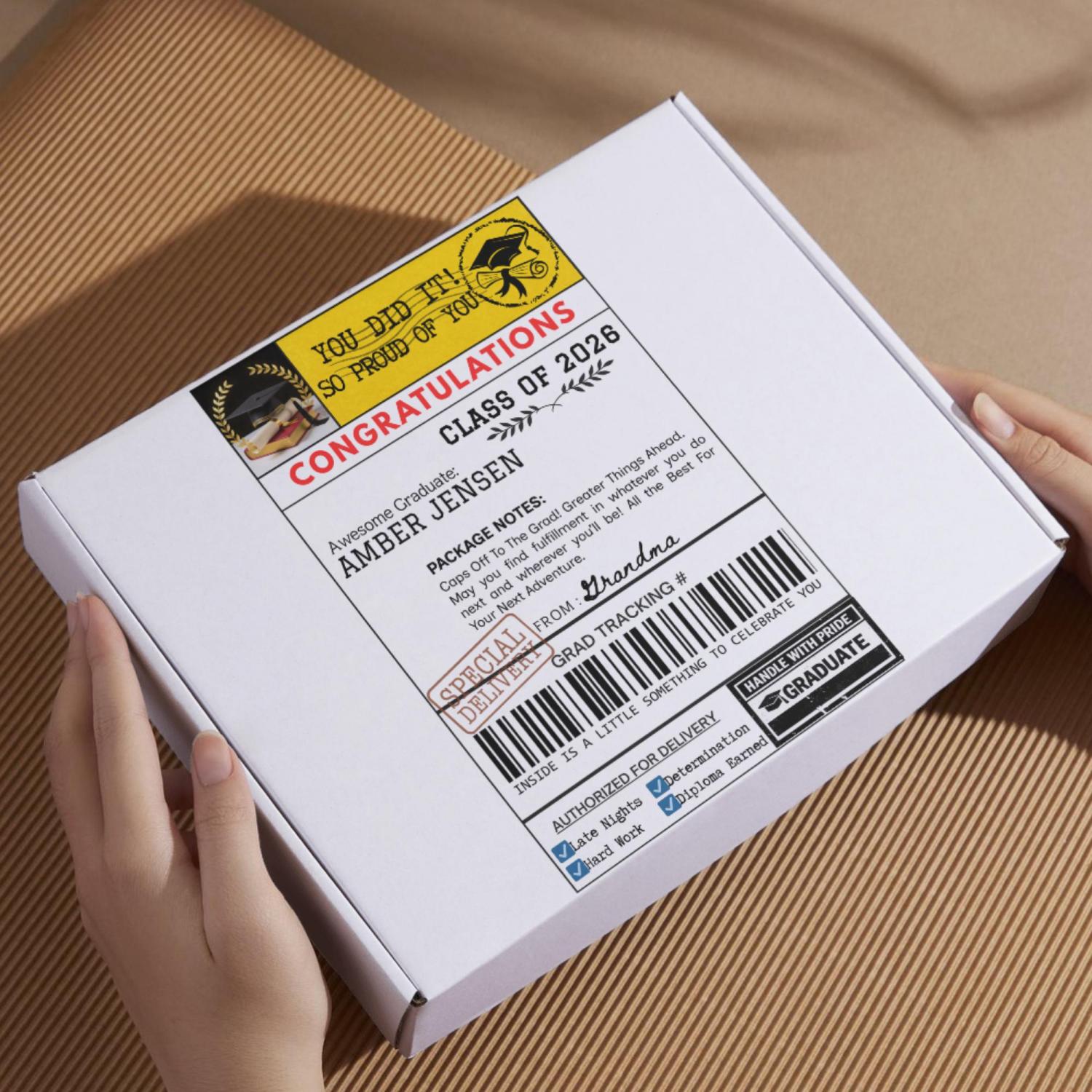 Personalized Graduation Gift Labels, Shipping Label Style Gift Tag Stickers (Set of 2)