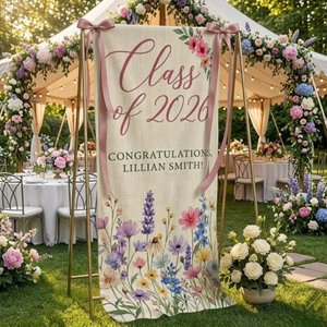 Personalized Linen Graduation Banner with Name and Class Year