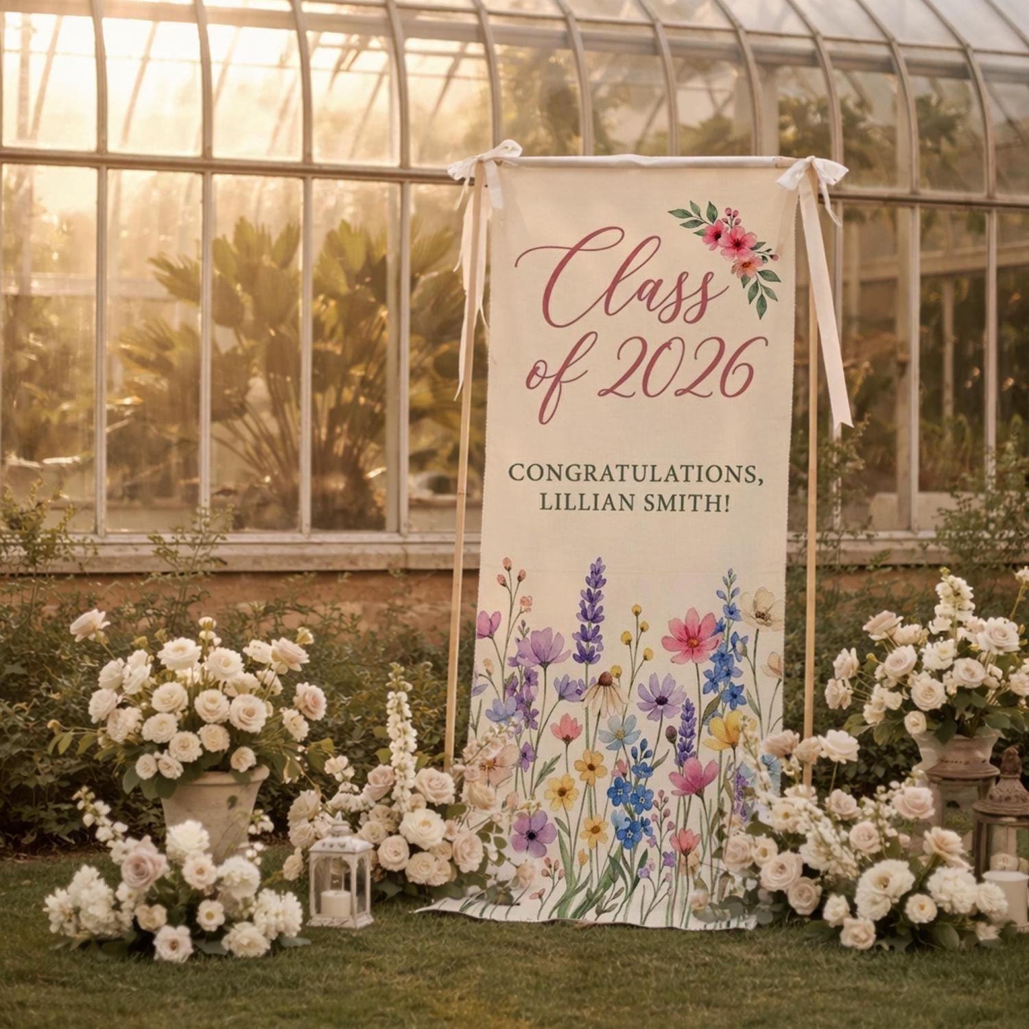 Personalized Linen Graduation Banner with Name and Class Year