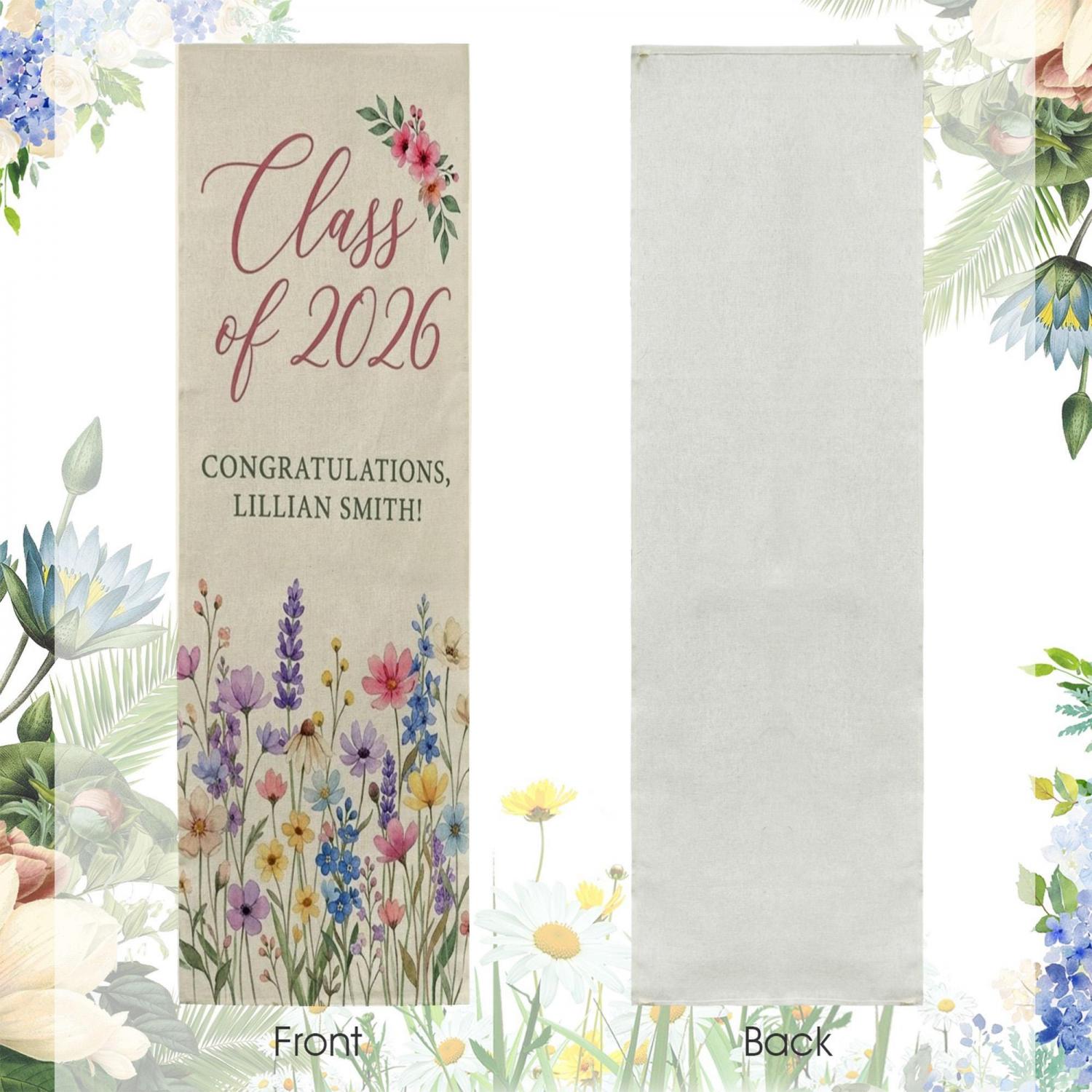 Personalized Linen Graduation Banner with Name and Class Year