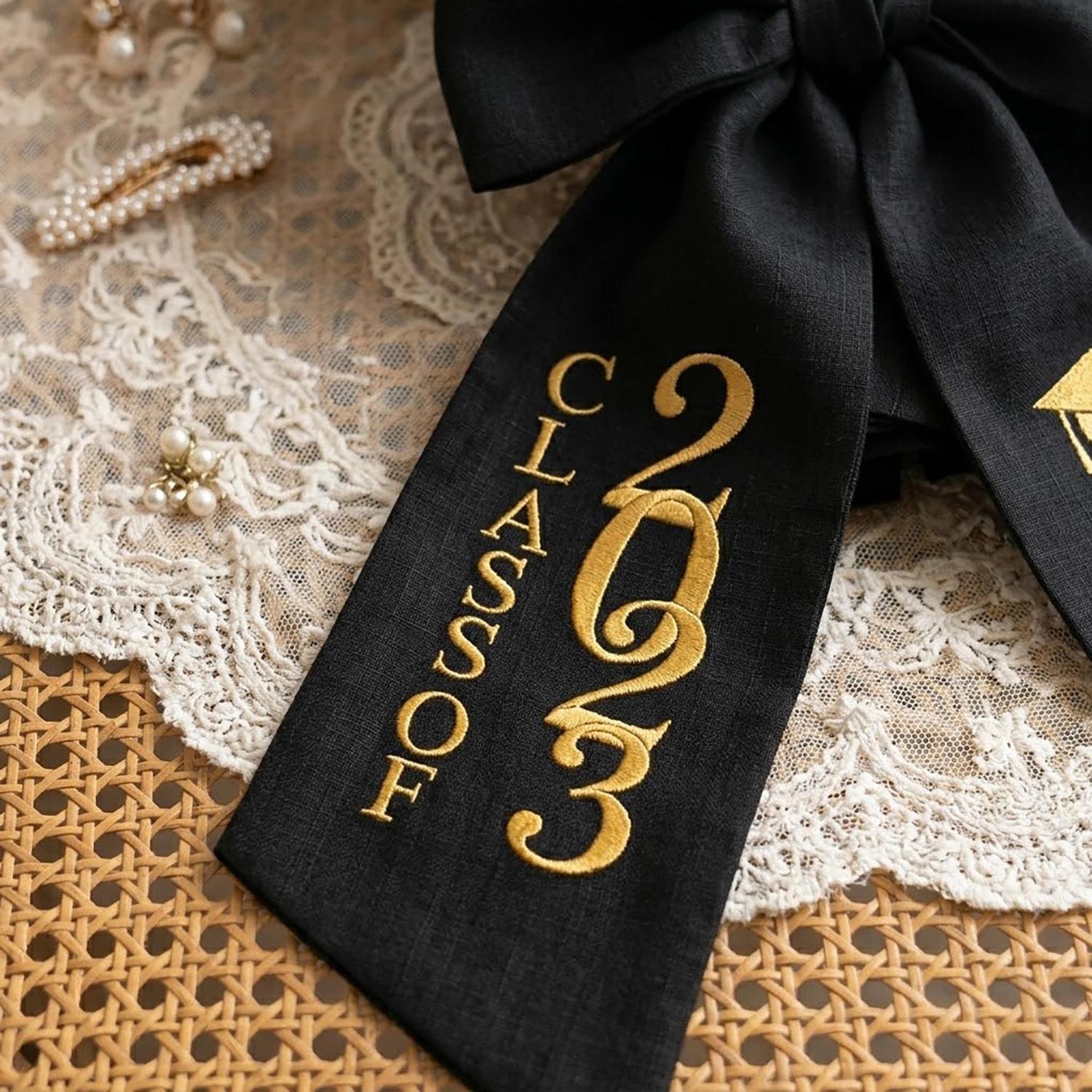 Prom Bouquet Sash, Custom Flower Bouquet Ribbon, Monogram Bouquet Wrap, Graduation Name Ribbon, Embroidered Keepsake Gift, Homecoming Gift