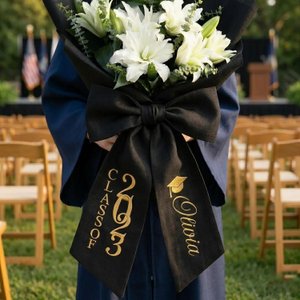 Prom Bouquet Sash, Custom Flower Bouquet Ribbon, Monogram Bouquet Wrap, Graduation Name Ribbon, Embroidered Keepsake Gift, Homecoming Gift