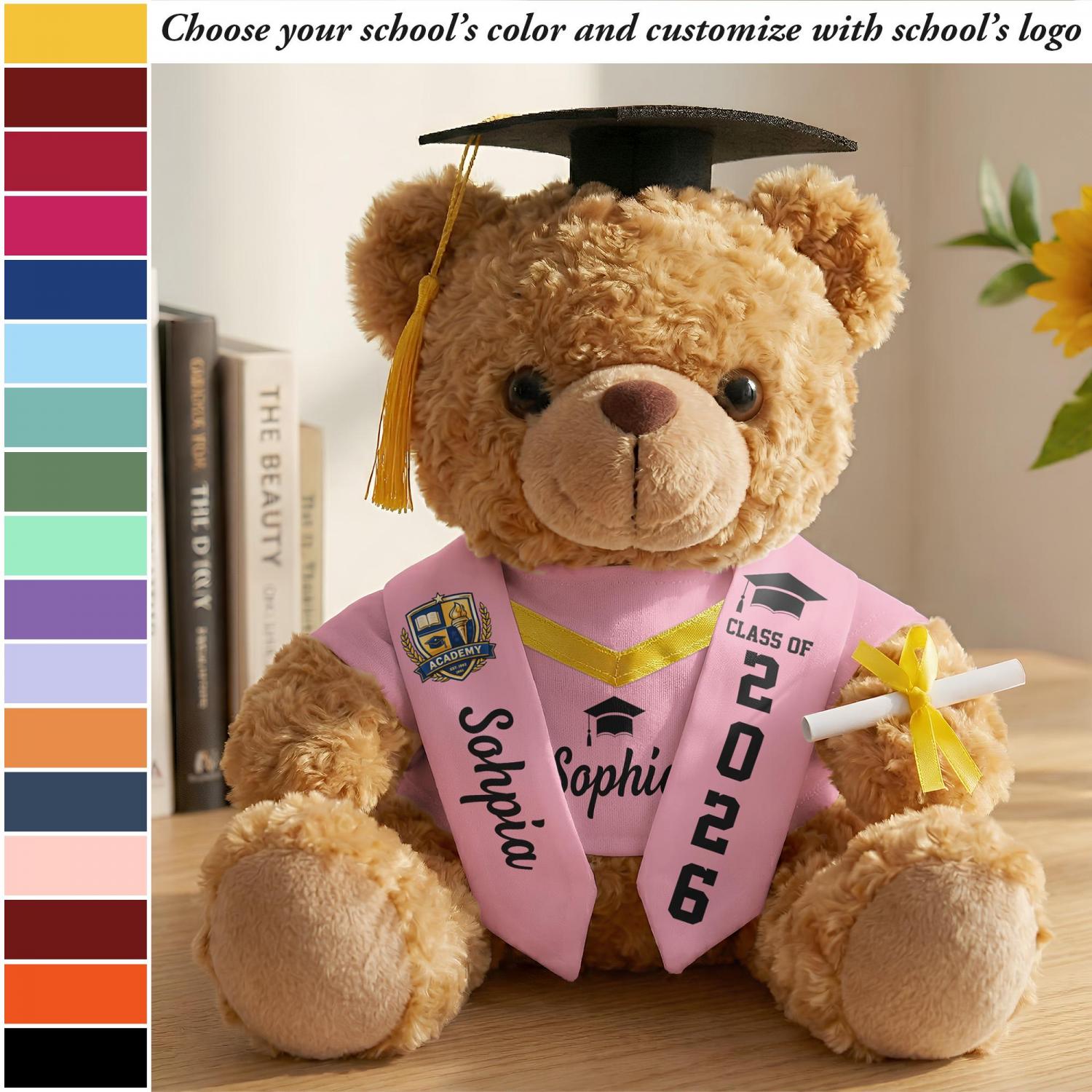 Personalized Graduation Teddy Bear Gift For Her, Custom Class Of 2026 Plush Toy, High School College Senior Present, Graduation Keepsake