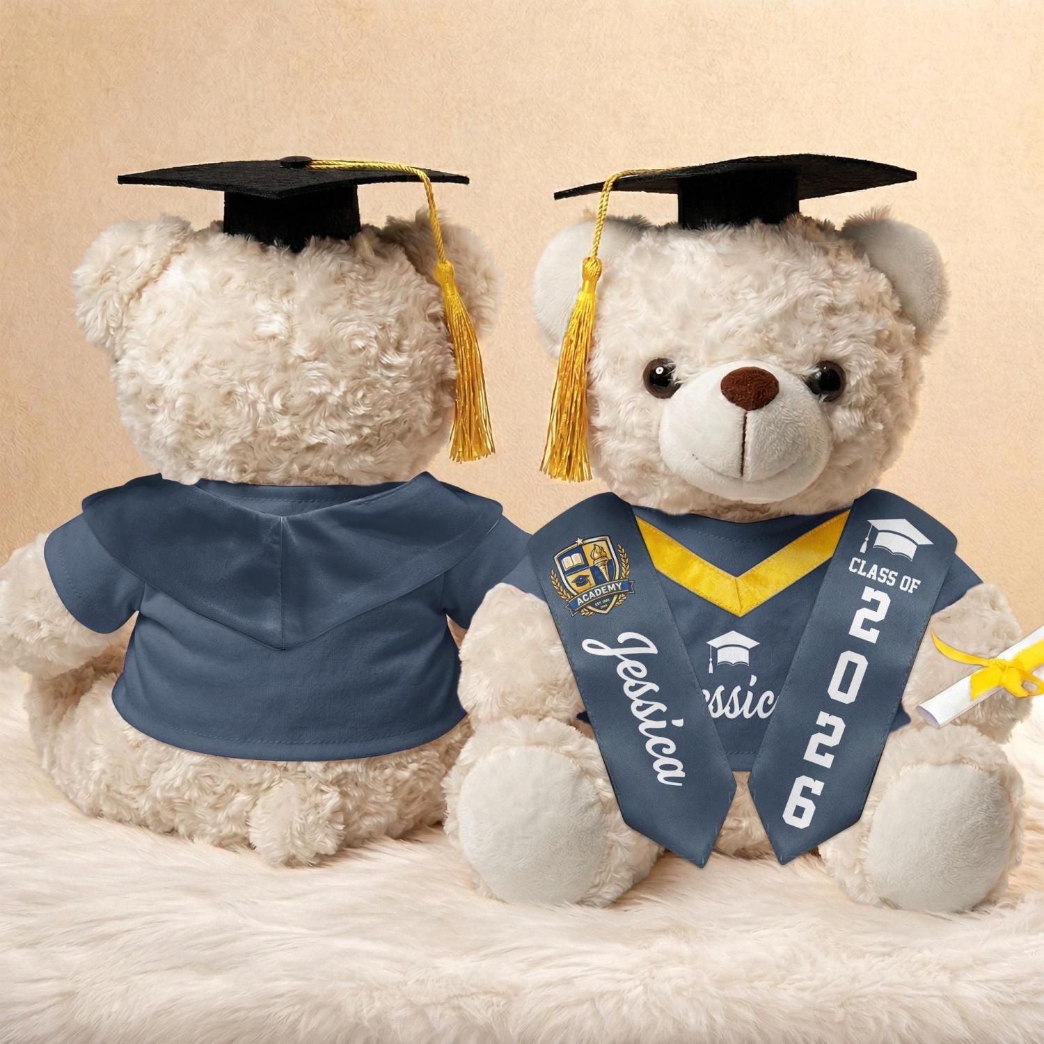 Personalized Graduation Teddy Bear Gift For Her, Custom Class Of 2026 Plush Toy, High School College Senior Present, Graduation Keepsake