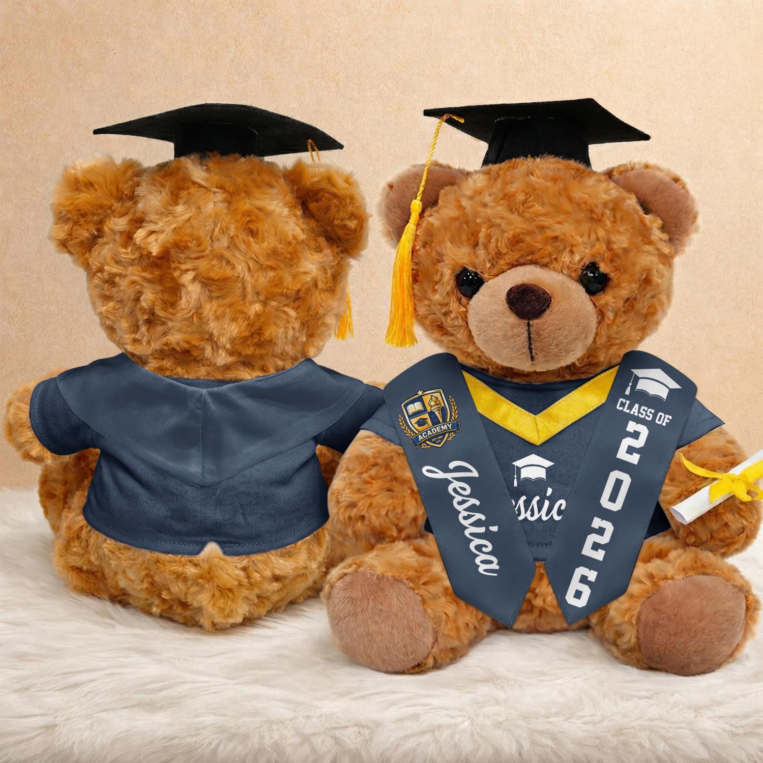 Personalized Graduation Teddy Bear Gift For Her, Custom Class Of 2026 Plush Toy, High School College Senior Present, Graduation Keepsake