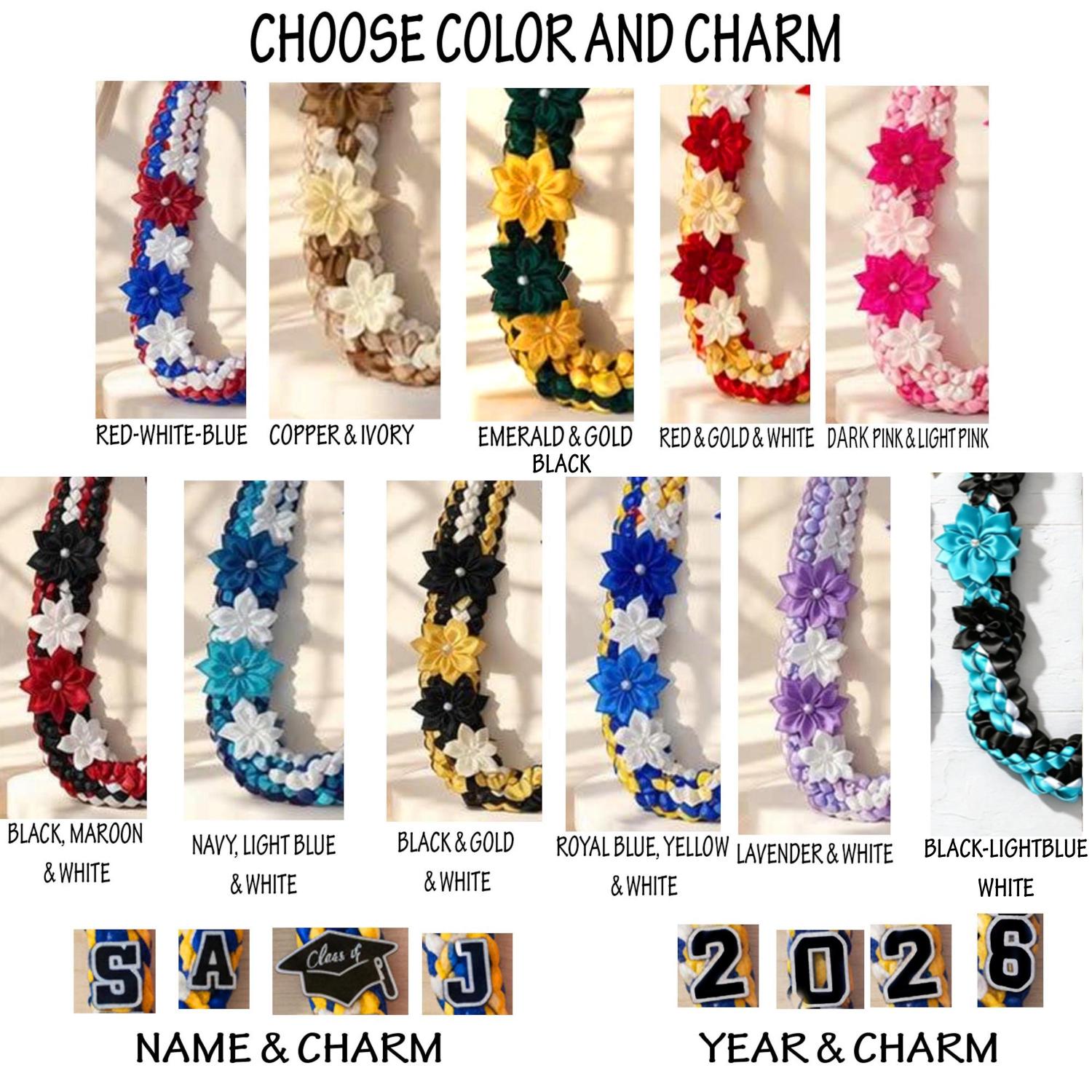 Personalized Graduation Lei With Flower, Graduation Lei 2026 with Name, Gift for Graduates, Custom Ribbon Lei, Grad Gift 2026 Graduation Lei