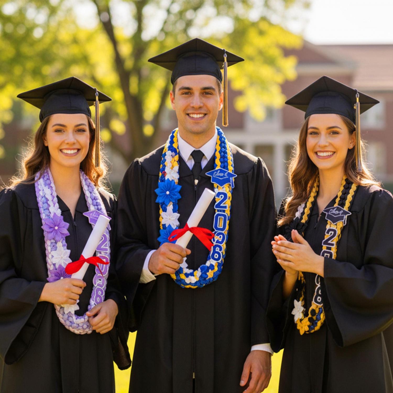 Personalized Graduation Lei With Flower, Graduation Lei 2026 with Name, Gift for Graduates, Custom Ribbon Lei, Grad Gift 2026 Graduation Lei