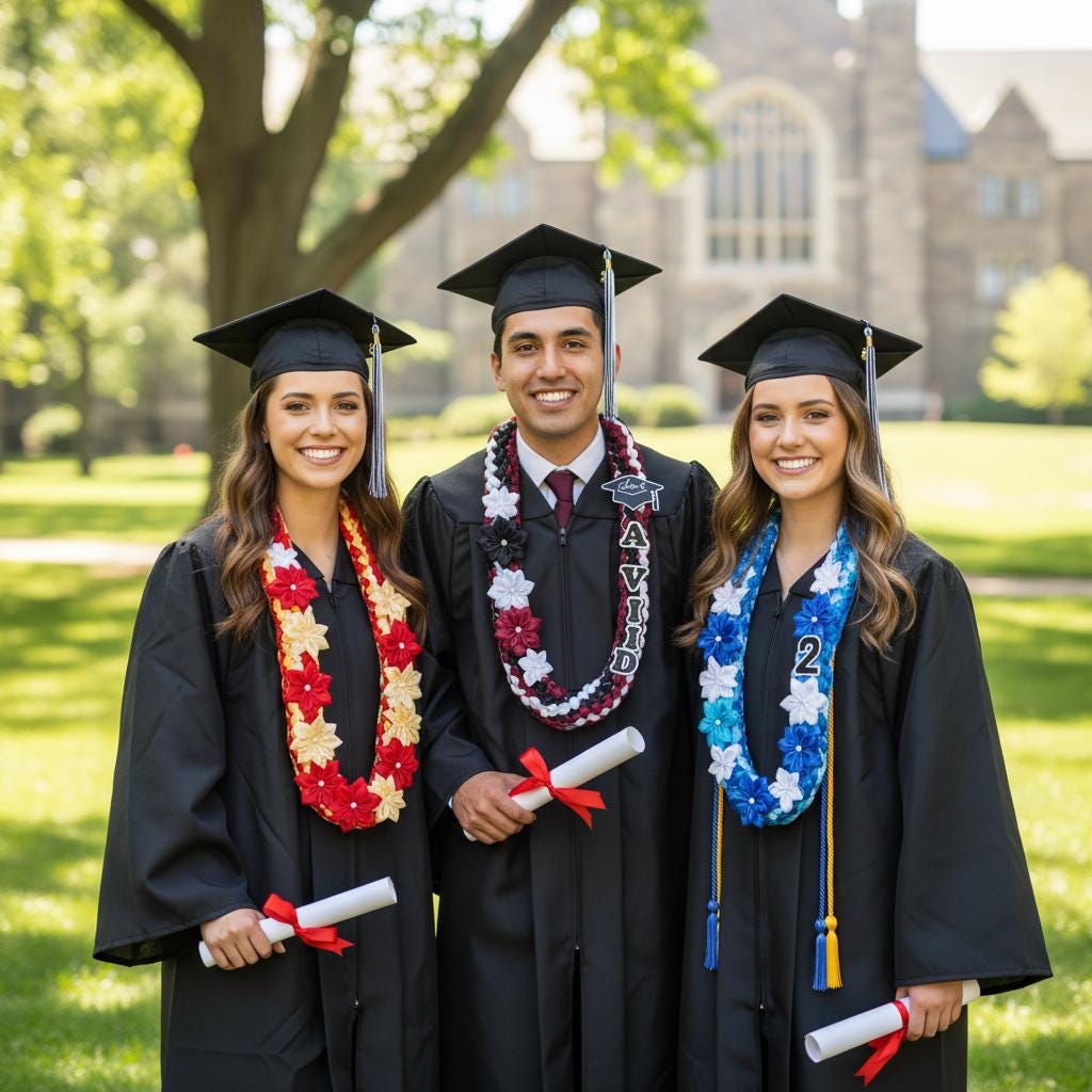 Personalized Graduation Lei With Flower, Graduation Lei 2026 with Name, Gift for Graduates, Custom Ribbon Lei, Grad Gift 2026 Graduation Lei