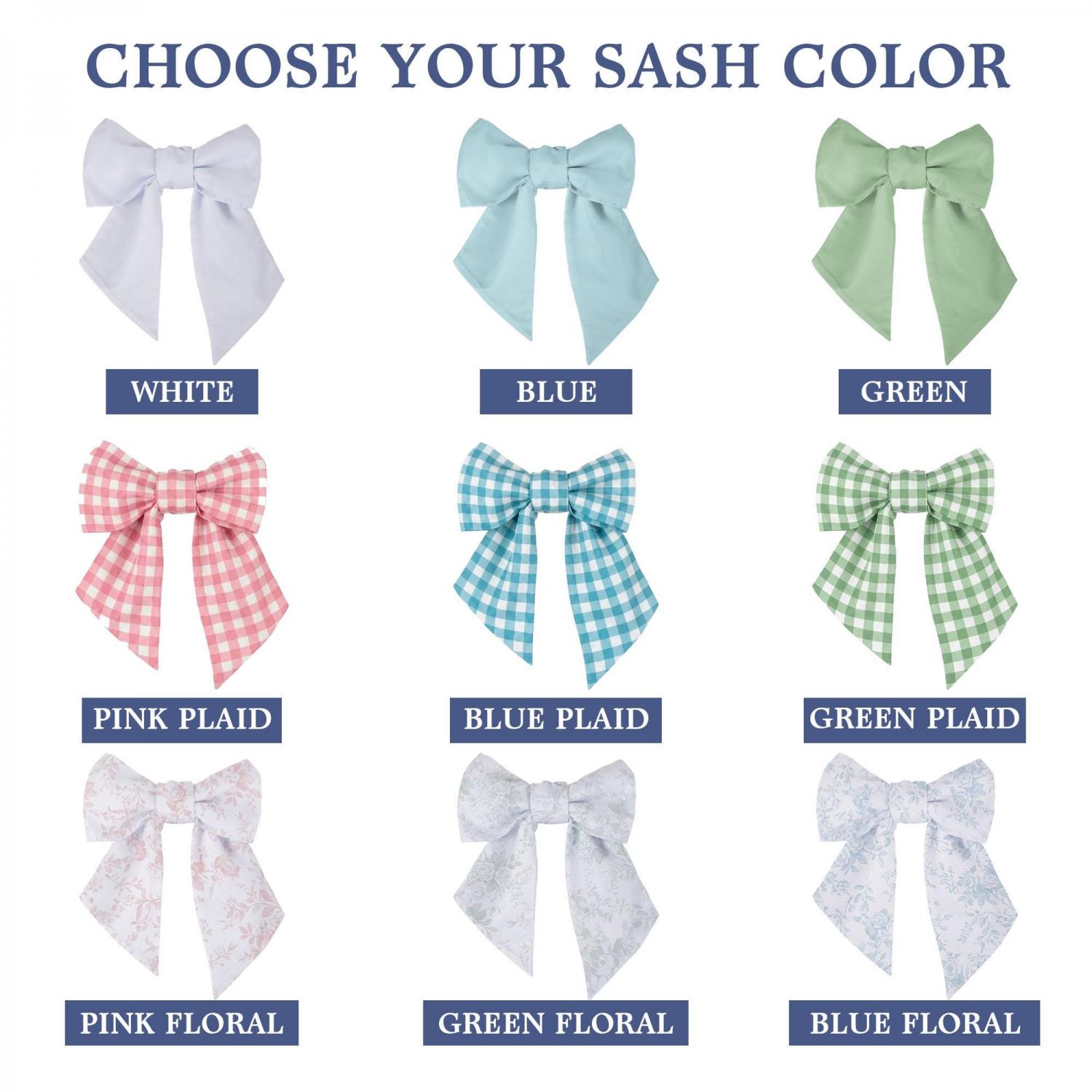 Embroidered Bouquet Ribbon Sash, Custom Monogram Prom Graduation Wrap