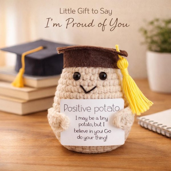Graduation Positive Potato Gift | GCSE Results Day Gift | A Level Exam Gift | Funny Graduation Gift | Small Encouragement Gift